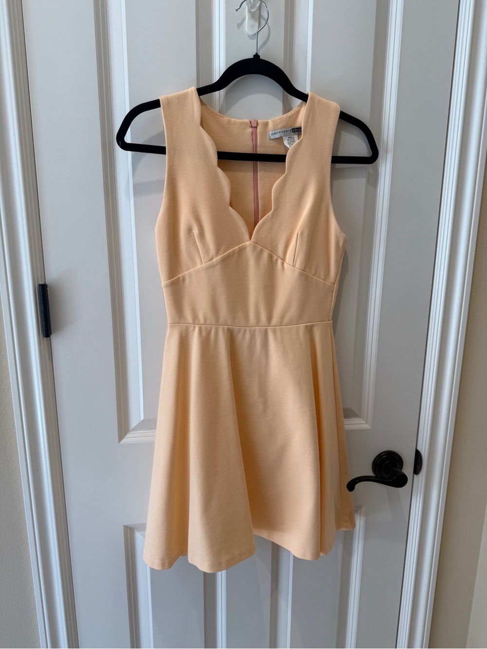 Necessary Objects Peach Scalloped V-Neck Dress